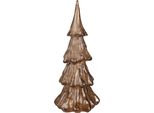 Clayre & Eef Decorazione Natalizia Con Illuminazione A Led Albero Di Natale Ø 14X33 Cm Plastica Color Oro Marrone