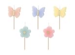 Candele Di Compleanno Farfalle 3,5 Cm Colorate E Pastello, Set Da 5