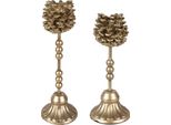 Set Di 2 Candelieri Clayre & Eef 22/ 27 Cm Metallo Color Oro