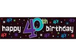 Amscan - Stampa Ripetuta - Bandiera 40° Compleanno SG26089 (Taglia Unica) (Nero/Colore)