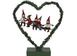 Clayre & Eef Decorazione Natalizia Con Illuminazione Led Cuore 26X9X28 Cm Verde Metallo