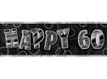 Unique Party - Bandiera, Lamina, 60° Compleanno SG37536 (Taglia Unica) (Nero/Argento)