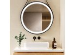 S'afielina Specchio Da Bagno A Led Da 70 Cm Specchio Da Bagno Rotondo Con Illuminazione Cornice Nera Specchio Da Parete Con Interruttore A Sfioramento, 3 Colori Di Luce 3000/4000/6500K