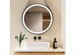 S'afielina Specchio Da Bagno A Led Da 60 Cm Specchio Da Bagno Rotondo Con Illuminazione Cornice Nera Specchio Da Parete Con Interruttore A Sfioramento, 3 Colori Di Luce 3000/4000/6500K