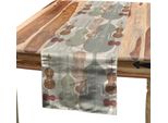 Abakuhaus Runner Da Tavola Musicale, Strumenti Classici Quartetto D'archi Violini Sonata Barocca, 40 X 225 Cm, Verde Reseda Taupe Caldo