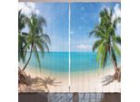 Tenda Arande Ocean, Stampa Panoramica Con Vista Su Spiaggia Tropicale Sabbiosa A Tema Vacanze Esotiche, 280 X 175 Cm, Marrone Chiaro Turchese