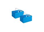 Sunware Cassa Quadrata Pieghevole Blu 32 Litri - 49 X 36 X 24,5 Cm - Set Di 2
