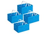 Sunware Cassa Quadrata Pieghevole Blu 32 Litri - 49 X 36 X 24,5 Cm - Set Di 4 Pezzi