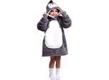 Noxxiez Accogliente Coperta Con Cappuccio Per Bambini - Perfetta Per Bambini Da 3 A 6 Anni Pinguino