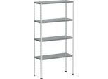 Scaffale In Metallo, H X L X P: 145 X 75 X 30 Cm, 4 Ripiani, Portata Fino A 40 Kg, Montaggio A Vite, Acciaio, Scaffale Per Cantina, Bianco