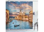Abakuhaus Venezia Tenda Da Doccia, Gondola Sul Famoso Canal Grande Con La Basilica Di Santa Maria Della Salute Di Sera, 175 X 180 Cm, Azzurro Cielo Champagne