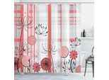 Abakuhaus Tenda Da Doccia Con Motivi Floreali, Motivi Botanici Pastello Con Erbe Astratte, 175 X 200 Cm, Rosso Corallo Grigio Antracite