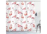 Abakuhaus Tenda Da Doccia Flamingo, Motivo Ripetuto Acquerellato Con Uccelli Esotici Immagine A Tema Animale, 175 X 220 Cm, Rosa Pallido Corallo