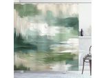 Abakuhaus Tenda Da Doccia Verde, Design Astratto Con Stampa A Pennellate In Tonalità Pastello E Celtiche, 175 X 240 Cm, Ardesia Marrone Bianco Verde Acqua