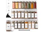 Set Di 2 Cassetti Portaspezie In Acciaio Con 24 Barattoli Di Spezie, 144 Etichette, Imbuto - Deco Haus (Acciaio)