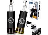Bottiglia Per Olio D'oliva Vilde Dispenser Per Olio Dispenser Per Aceto Bottiglia Per Aceto In Vetro Nero 300 Ml 2 Pz.
