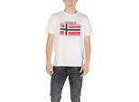 Napapijri T-Shirt Uomo Stampa Bianca Manica Corta Scollo Rotondo : Taglia - S Taglia: S