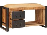 Vidaxl Panca Con Cassetti Marrone 80 X 35 X 40 Cm In Legno Massiccio Di Mango