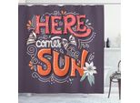 Abakuhaus Ecco Che Arriva Il Sole Tenda Da Doccia, Design Vintage Con Calligrafia A Tema Primaverile Fiori Farfalle, 175 X 220 Cm, Multicolore