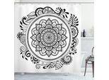 Abakuhaus Tenda Da Doccia Etnica, Motivo Mandala Circolare, Illustrazione Monocromatica Su Sfondo Neutro, 175 X 240 Cm, Grigio Antracite E Bianco