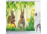 Abakuhaus Tenda Da Doccia Con Coniglietto Pasquale, Coniglietto Marrone Prato Erba Verde Primavera Pasqua Fotografia, 175 X 220 Cm, Multicolore Verde Felce