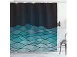 Abakuhaus Tenda Da Doccia Ondulata, Motivo Mare Ocean Fluid Dynamics Acque Doodle Blu Ombre, 175 X 180 Cm, Blu Petrolio Scuro Blu Mare