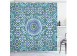 Abakuhaus Tenda Da Doccia Orient, Motivo Orientale Con Fiori, Motivi Decorativi, 175 X 220 Cm, Azzurro Verde Bianco