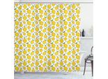 Abakuhaus Tenda Da Doccia Con Motivo Limoni, Foglie Di Agrumi Continue, Motivo Cartoon Rinfrescante, 175 X 180 Cm, Verde Lime E Giallo Terra