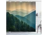 Abakuhaus Tenda Da Doccia Appalachian, Foto Panoramica Del Paesaggio Delle Creste Montuose Della Virginia, 175 X 180 Cm, Verde Cacciatore Grigio Verde Acqua