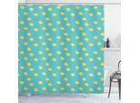 Abakuhaus Tenda Da Doccia Blu Turchese, Motivo Ripetuto Con Bellissimi Pesci Tropicali Su Onde Sottili, 175 X 200 Cm, Senape Turchese