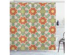 Abakuhaus Tenda Da Doccia Con Motivi Floreali, Stampa Astratta Ritmica Nostalgica Anni '60 Petali Di Fiori In Tonalità Retrò, 175 X 200 Cm, Multicolore