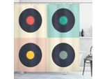 Abakuhaus Colori Tenui Tenda Da Doccia, Tema Musicale Pastello Pop Art Influenzato Dischi In Motivo Quadrato, 175 X 240 Cm, Multicolore