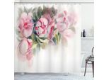 Abakuhaus Tenda Da Doccia Con Motivi Floreali, Illustrazione Romantica Disegnata A Mano Con Tecnica Acquerello, 175 X 180 Cm, Rosa Confetto E Tortora