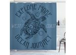 Abakuhaus Tenda Da Doccia Vintage Nautical Tattoo, Motivo Tartaruga Con Scritta "Further Sea Voyage"", 175 X 200 Cm, Blu Grigio Petrolio"