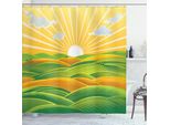Abakuhaus Tenda Da Doccia Verde Celtico, Sole Che Tramonta Sulla Valle Campagna Agricola, 175 X 180 Cm, Verde Lime Ambra