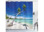 Abakuhaus Tenda Da Doccia Fiji, Immagine Reale Di Alberi Lunghi Sulla Laguna, 175 X 240 Cm, Blu Cobalto Turchese
