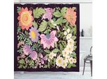 Abakuhaus Tenda Da Doccia Vintage, Fiori Che Sbocciano Su Sfondo Scuro, 175 X 220 Cm, Marrone Scuro Multicolore