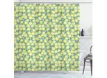 Abakuhaus Tenda Da Doccia Con Motivo Limoni, Disegno Agrumi Ripetuto, Stampa In Tonalità Pastello, 175 X 180 Cm, Verde Oliva Giallo