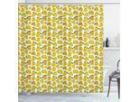 Abakuhaus Tenda Da Doccia Con Motivo Limoni, Stampa Ritmica, Colorata Ed Energica Con Caricature Di Agrumi, 175 X 220 Cm, Giallo Terra, Bianco, Verde