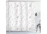 Abakuhaus Tenda Da Doccia Botanica, Erbe Aromatiche E Fiori Foglie Di Crisantemo Rosa Canina Motivo A Foglie, 175 X 240 Cm, Blush Lilla E Bianco