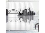 Abakuhaus Tenda Da Doccia Australiana, Skyline Di Sydney Silhouette Monocromatica Della Città Con Riflesso, 175 X 180 Cm, Grigio Antracite Grigio Chiaro