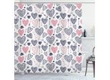 Abakuhaus Tenda Da Doccia Arrow, Stile Doodle Cuori E Frecce Disegnati A Mano Scribbling For Fun, 175 X 180 Cm, Blu-Grigio Rosa