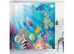 Abakuhaus Tenda Da Doccia Subacquea, Stampa Con Motivi Marini Colorati E Tanti Pesci Dell'oceano, 175 X 180 Cm, Multicolore