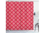 Abakuhaus Tenda Da Doccia Astratta, Motivo Geometrico Continuo A Tema Romantico Con Cuori Decorativi Simmetrici, 175 X 180 Cm, Rosa Scuro Champagne