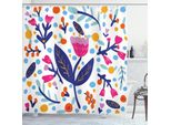 Abakuhaus Tenda Da Doccia Con Fiori, Disegnata A Mano In Stile Doodle Con Fiori E Foglie Colorate - Arte Da Giardino Colorata, 175 X 180 Cm, Multicolore