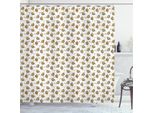 Abakuhaus Tenda Da Doccia Honey Bee, Silhouette Di Fiori E Insetti Disegnate A Mano, 175 X 180 Cm, Pesca Marrone Scuro