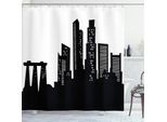 Abakuhaus Singapore Tenda Da Doccia, Silhouette Degli Edifici In Stile Monocromatico Che Ricrea L'atmosfera Della Città, 175 X 220 Cm, Grigio Antracite E Bianco