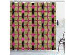 Abakuhaus Tenda Da Doccia Retrò, Motivi Retrò Disco Astratti Con Effetti Geometrici, Design A Strisce Pop, 175 X 200 Cm, Rosa Shocking Crema