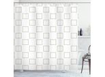 Abakuhaus Tenda Da Doccia Minimalista, Motivi Geometrici Ritmici A Quadrati Curvi Su Sfondo Tinta Unita, 175 X 240 Cm, Bianco