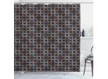 Abakuhaus Tenda Da Doccia Con Motivi Geometrici Astratti, Stampa Con Motivi Etnici A Cerchi, Pois E Strisce, 175 X 180 Cm, Grigio Pallido Vermiglio